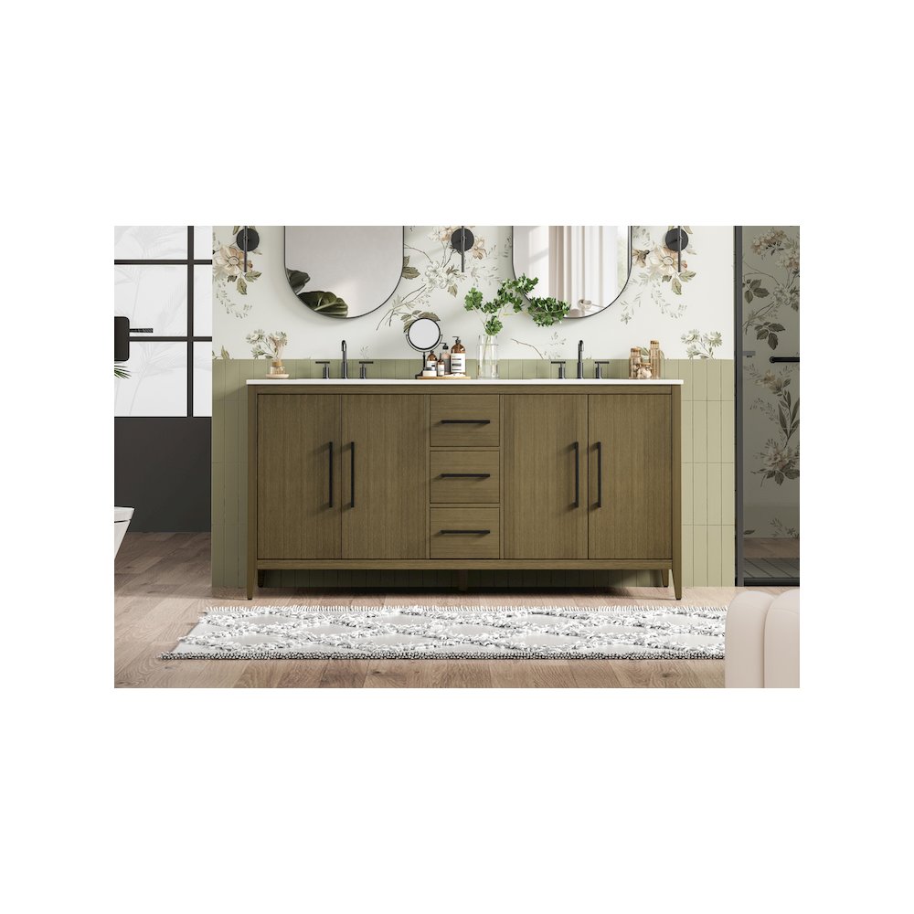 72  Inch Double Bathroom Vanity In Chestnut Brown. Picture 2