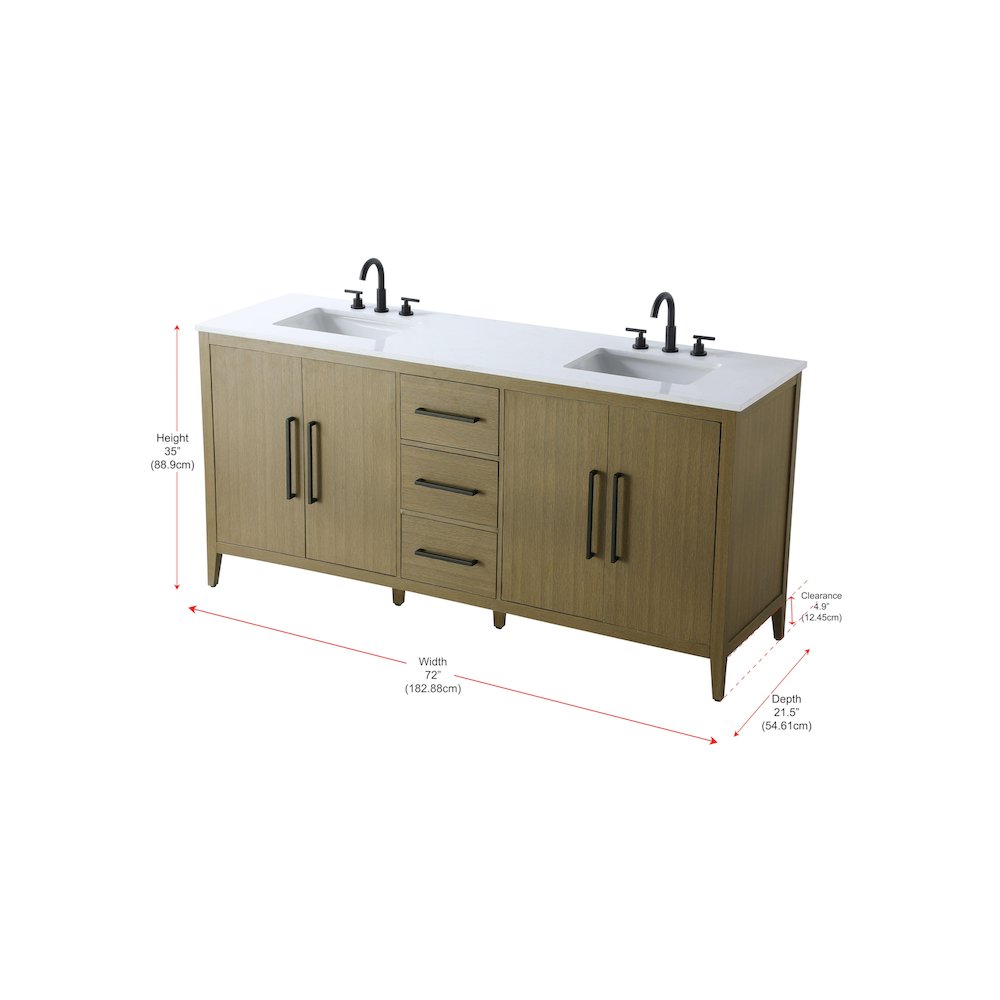 72  Inch Double Bathroom Vanity In Chestnut Brown. Picture 13