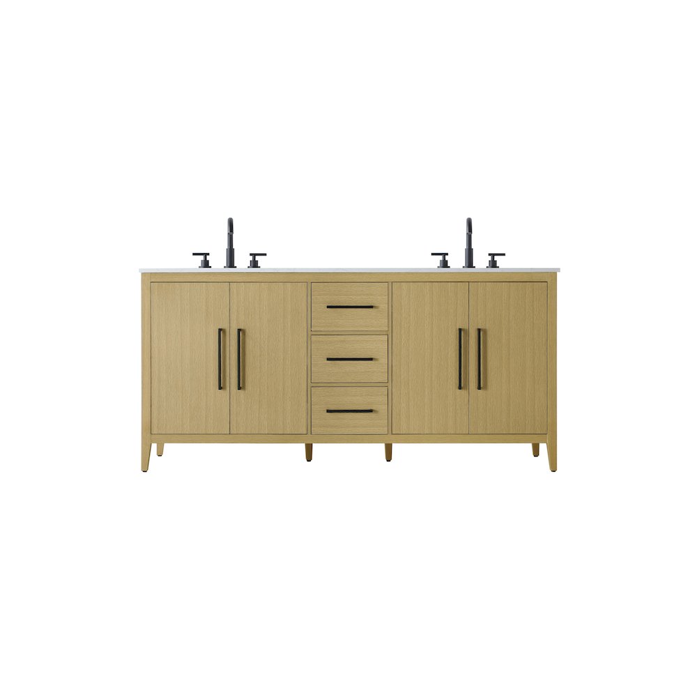 72 Inch Double Bathroom Vanity In Honey Brown. Picture 1