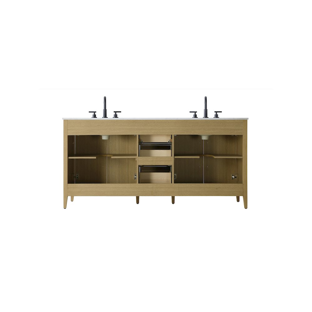 72 Inch Double Bathroom Vanity In Honey Brown. Picture 12
