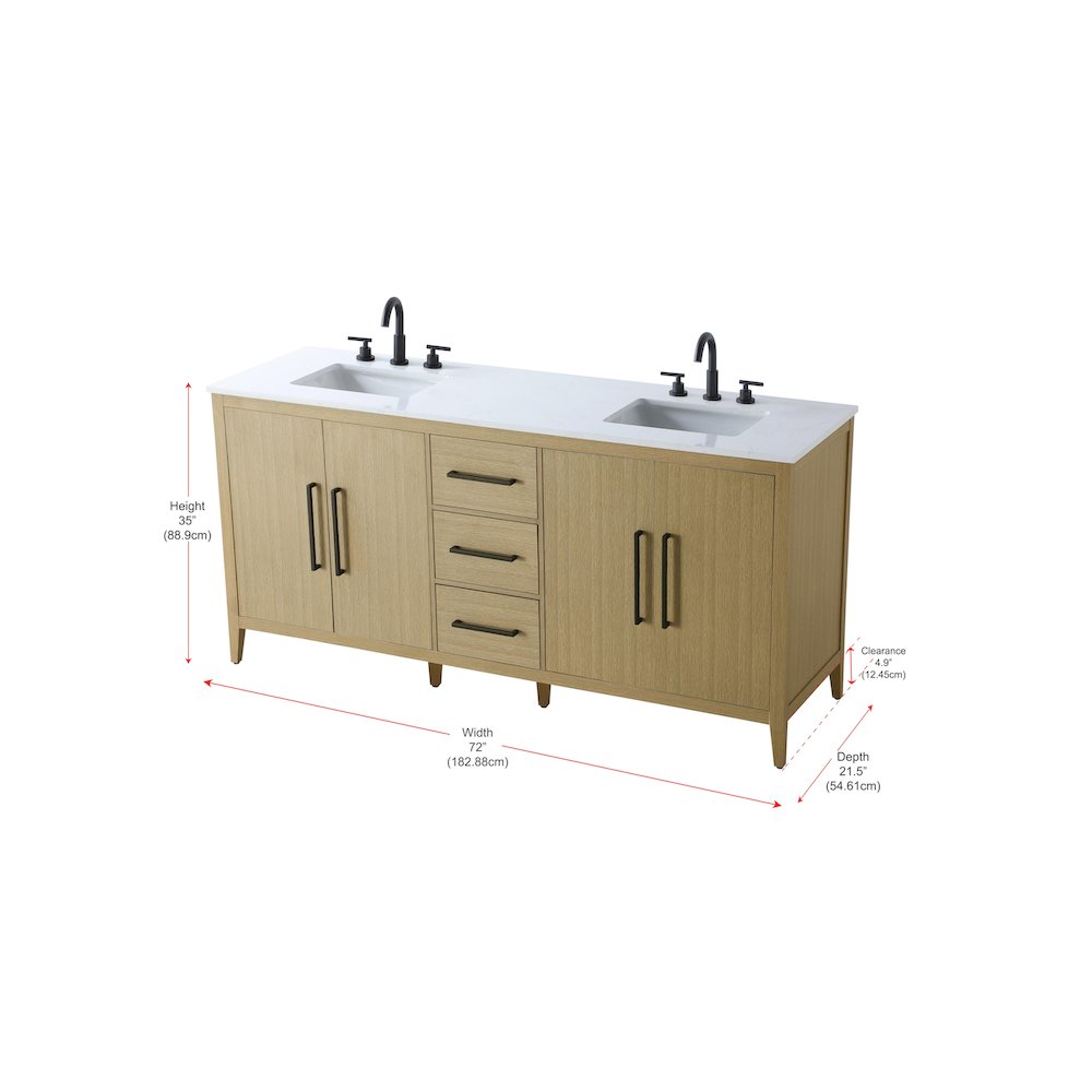 72 Inch Double Bathroom Vanity In Honey Brown. Picture 13