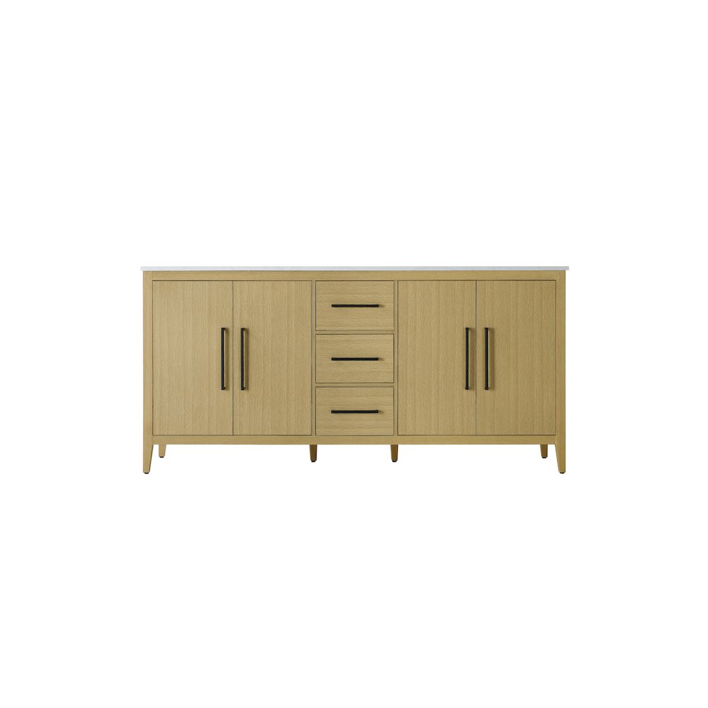 72 Inch Double Bathroom Vanity In Honey Brown. Picture 5