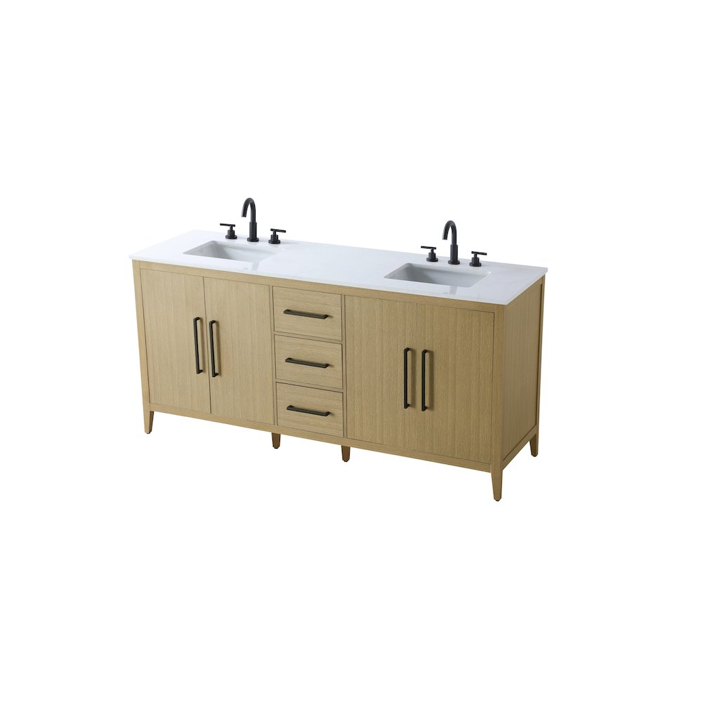 72 Inch Double Bathroom Vanity In Honey Brown. Picture 6