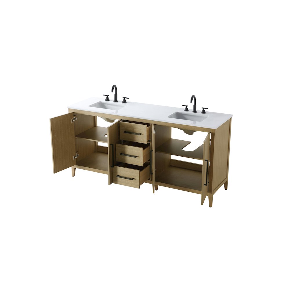 72 Inch Double Bathroom Vanity In Honey Brown. Picture 7