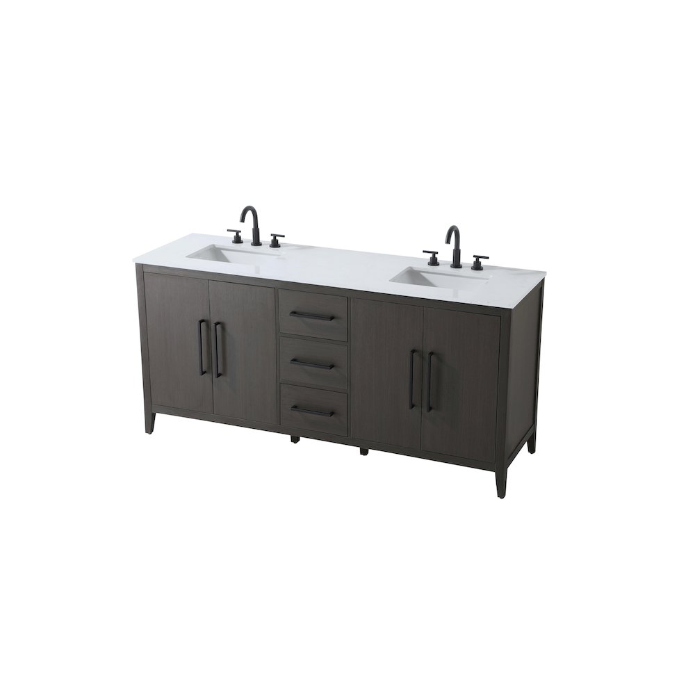 72  Inch Double Bathroom Vanity In Mocha Brown. Picture 6