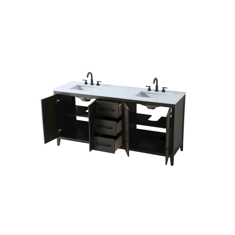72  Inch Double Bathroom Vanity In Mocha Brown. Picture 7