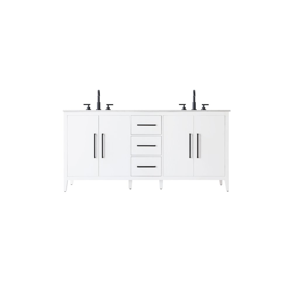 72 Inch Double Bathroom Vanity In White. Picture 1