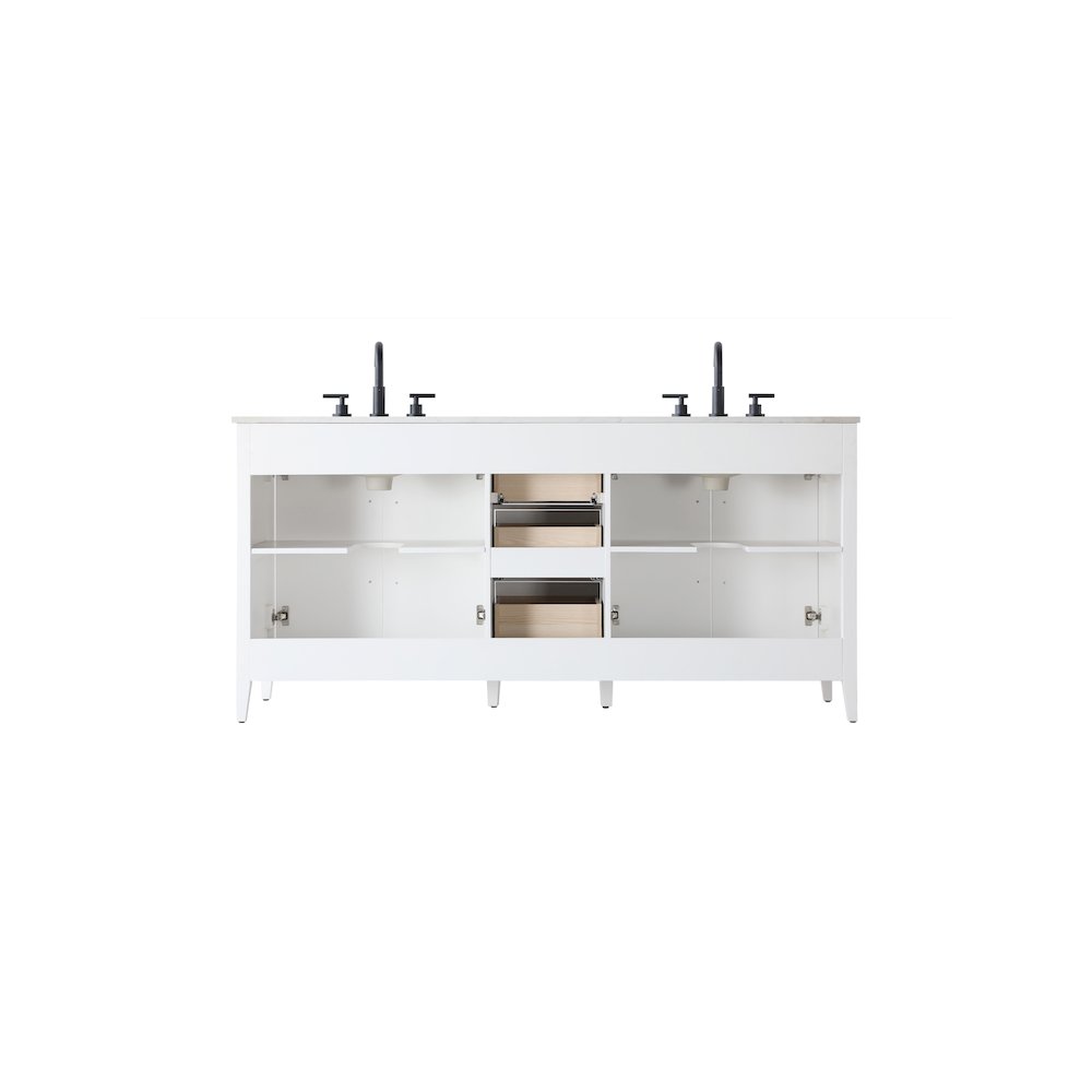 72 Inch Double Bathroom Vanity In White. Picture 12