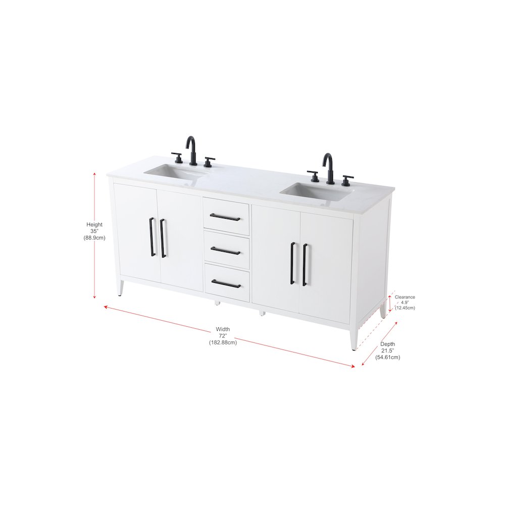 72 Inch Double Bathroom Vanity In White. Picture 13