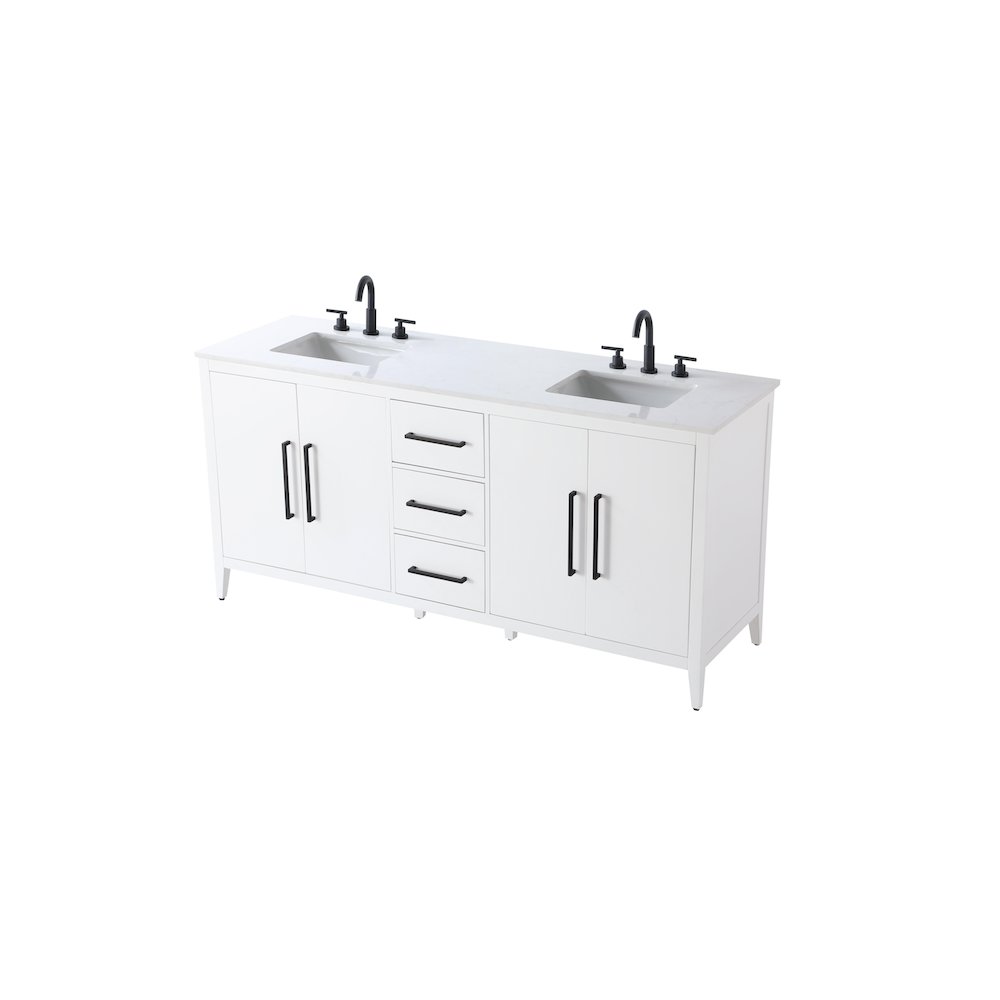 72 Inch Double Bathroom Vanity In White. Picture 6