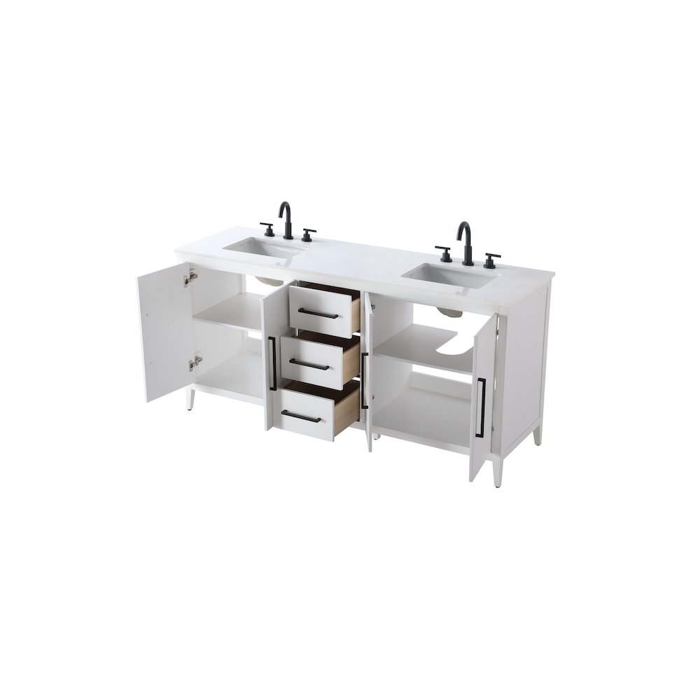 72 Inch Double Bathroom Vanity In White. Picture 7