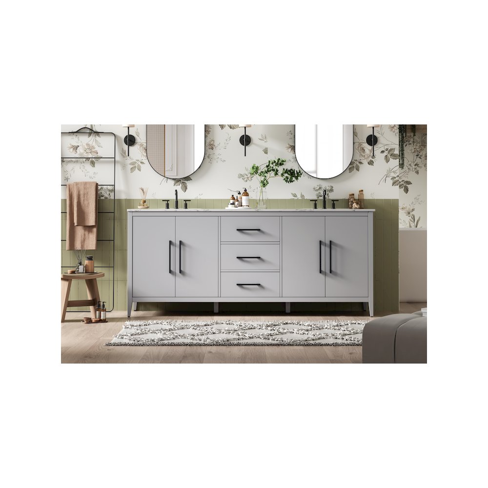 84 Inch Double Bathroom Vanity In Grey. Picture 2