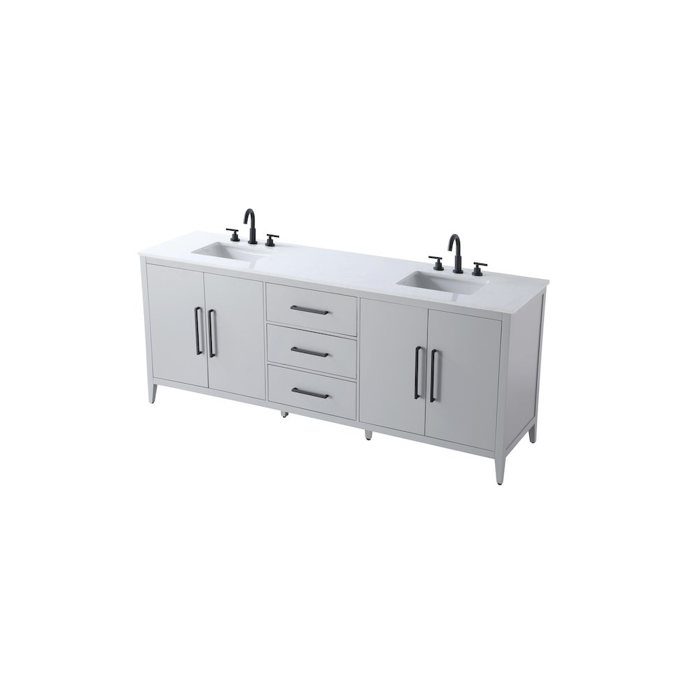 84 Inch Double Bathroom Vanity In Grey. Picture 6