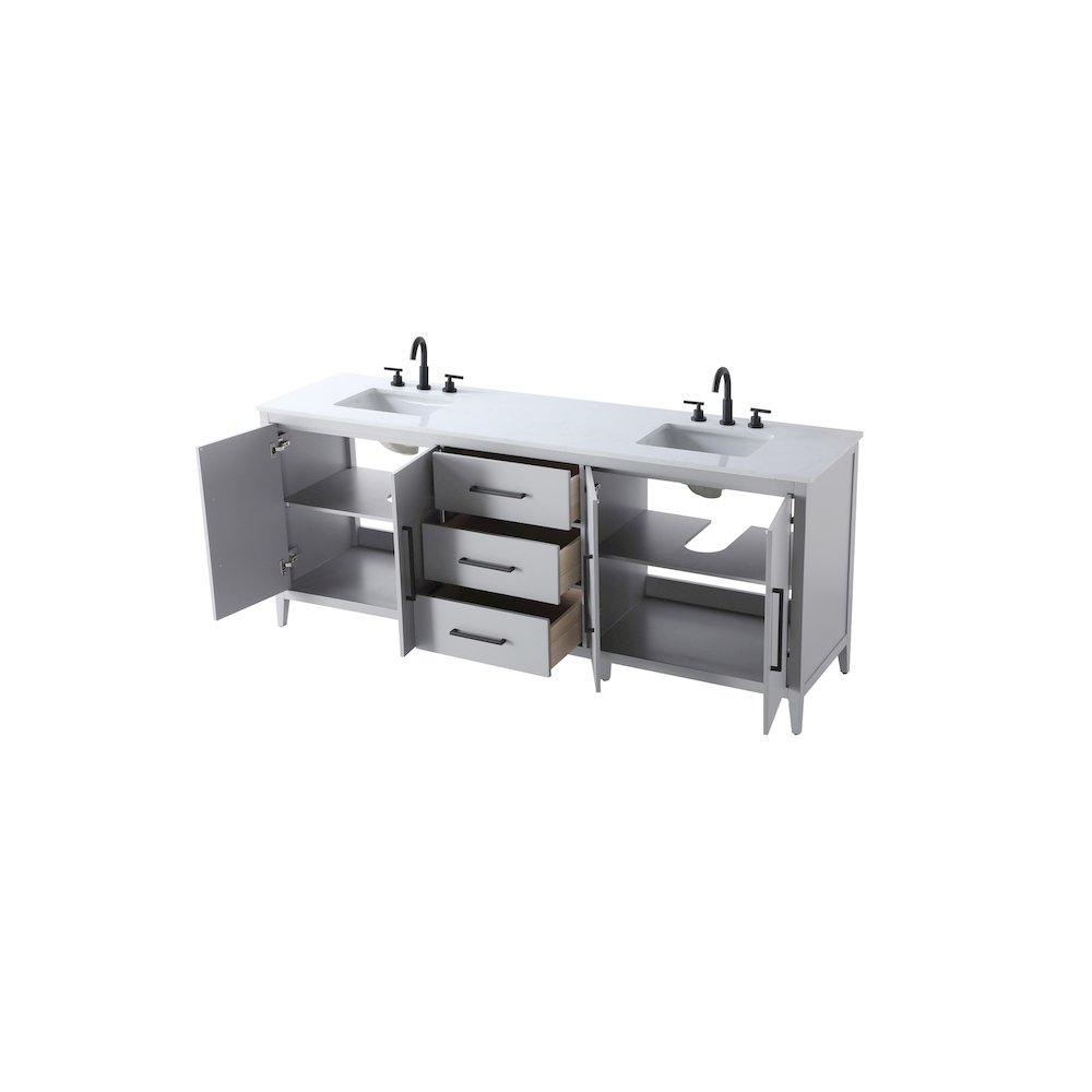 84 Inch Double Bathroom Vanity In Grey. Picture 7