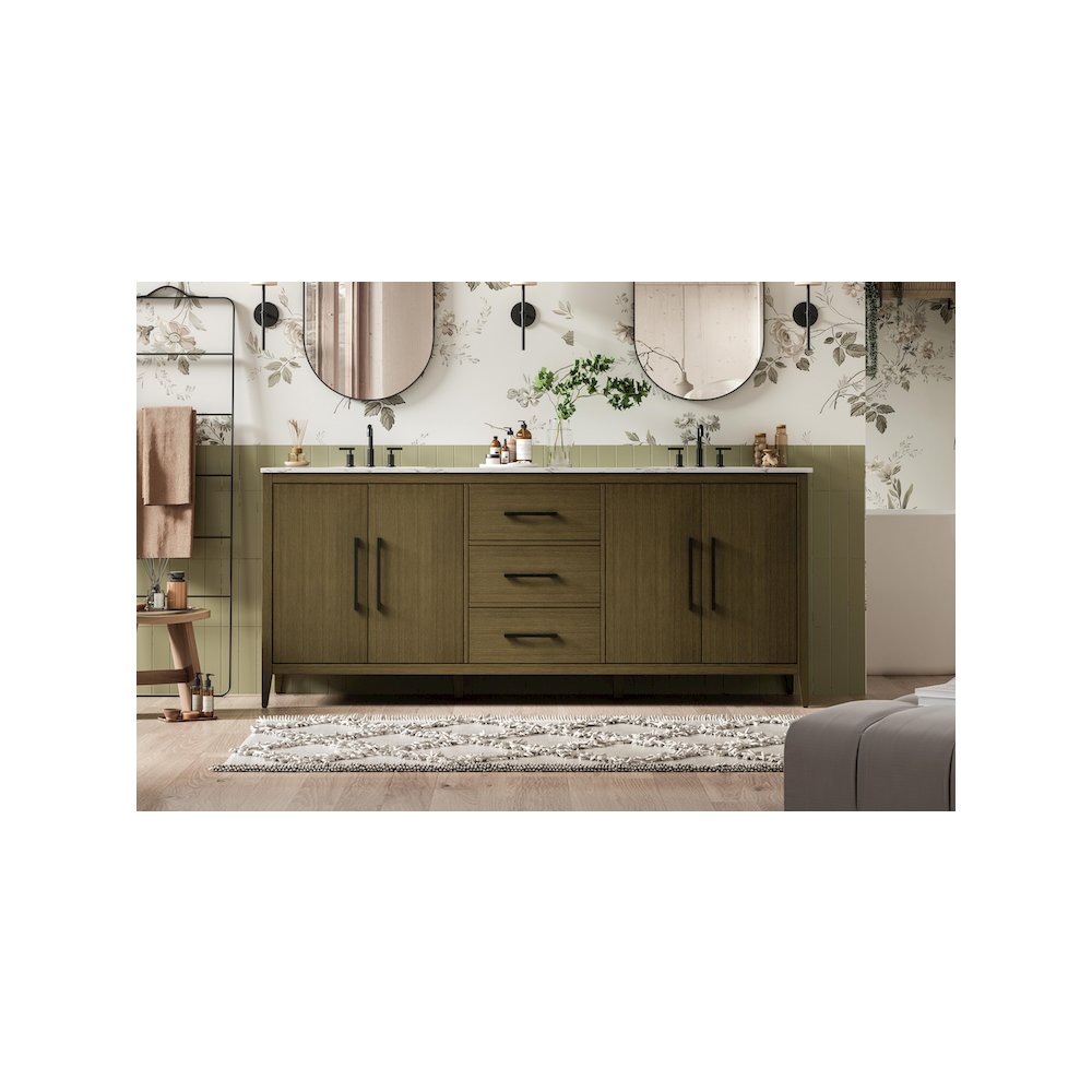 84 Inch Double Bathroom Vanity In Chestnut Brown. Picture 2