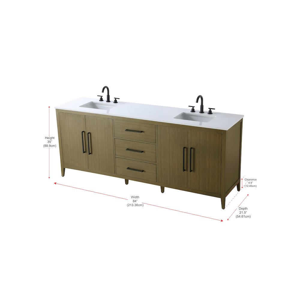 84 Inch Double Bathroom Vanity In Chestnut Brown. Picture 13