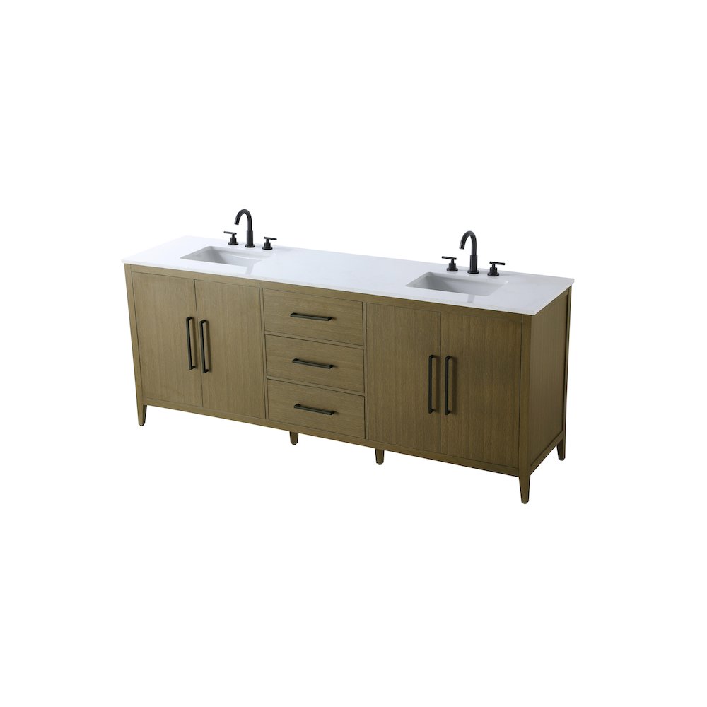 84 Inch Double Bathroom Vanity In Chestnut Brown. Picture 6