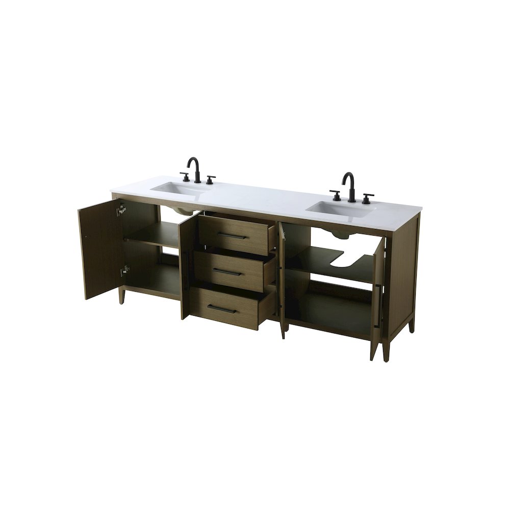 84 Inch Double Bathroom Vanity In Chestnut Brown. Picture 7