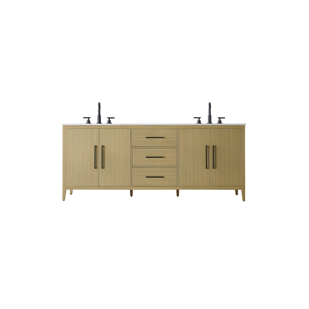 84 Inch Double Bathroom Vanity In Honey Brown. Picture 1
