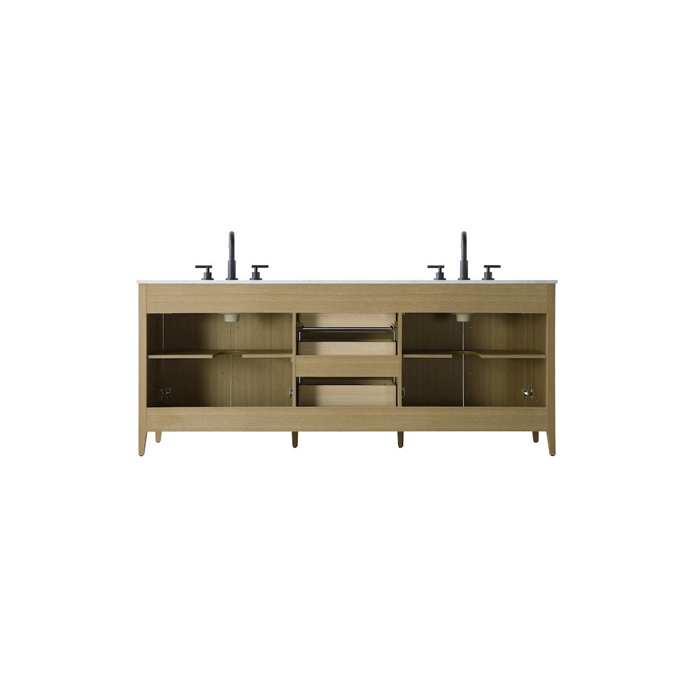 84 Inch Double Bathroom Vanity In Honey Brown. Picture 12
