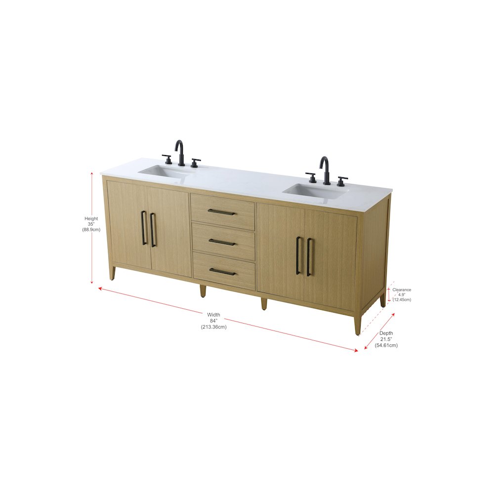 84 Inch Double Bathroom Vanity In Honey Brown. Picture 13