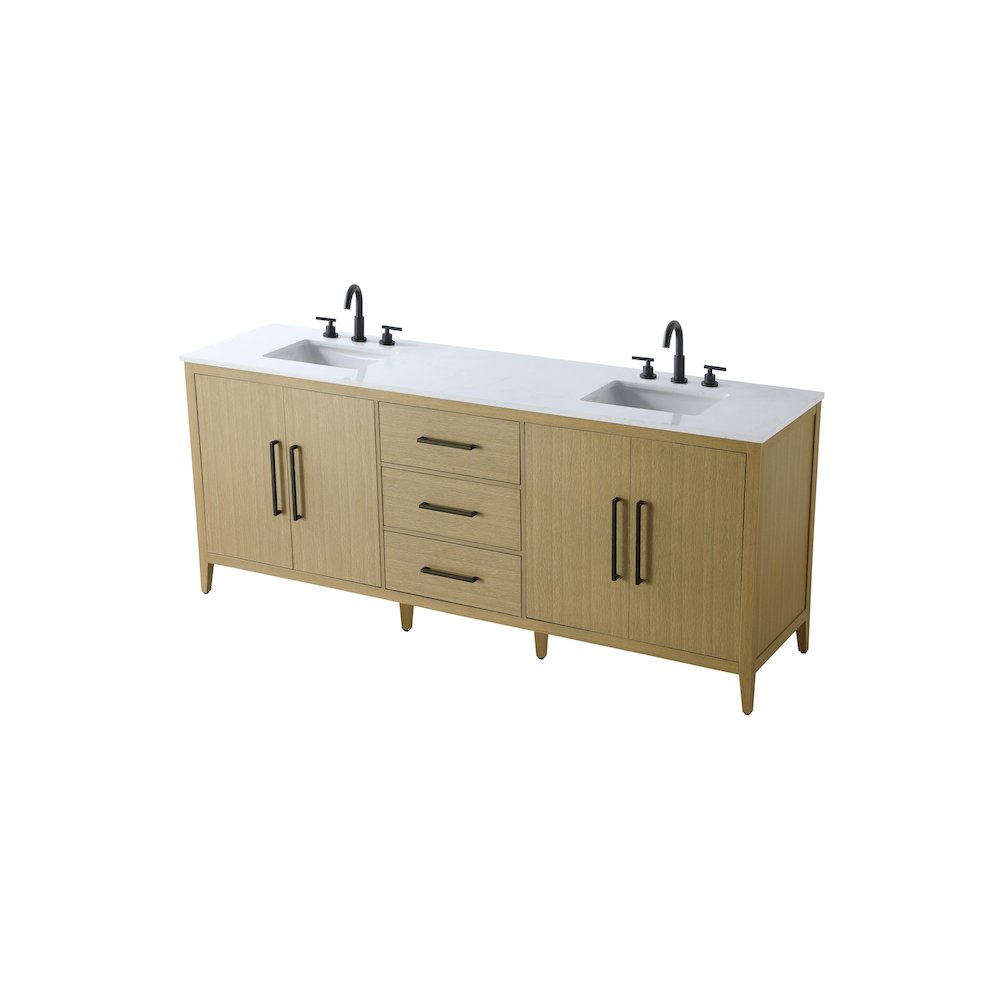 84 Inch Double Bathroom Vanity In Honey Brown. Picture 6