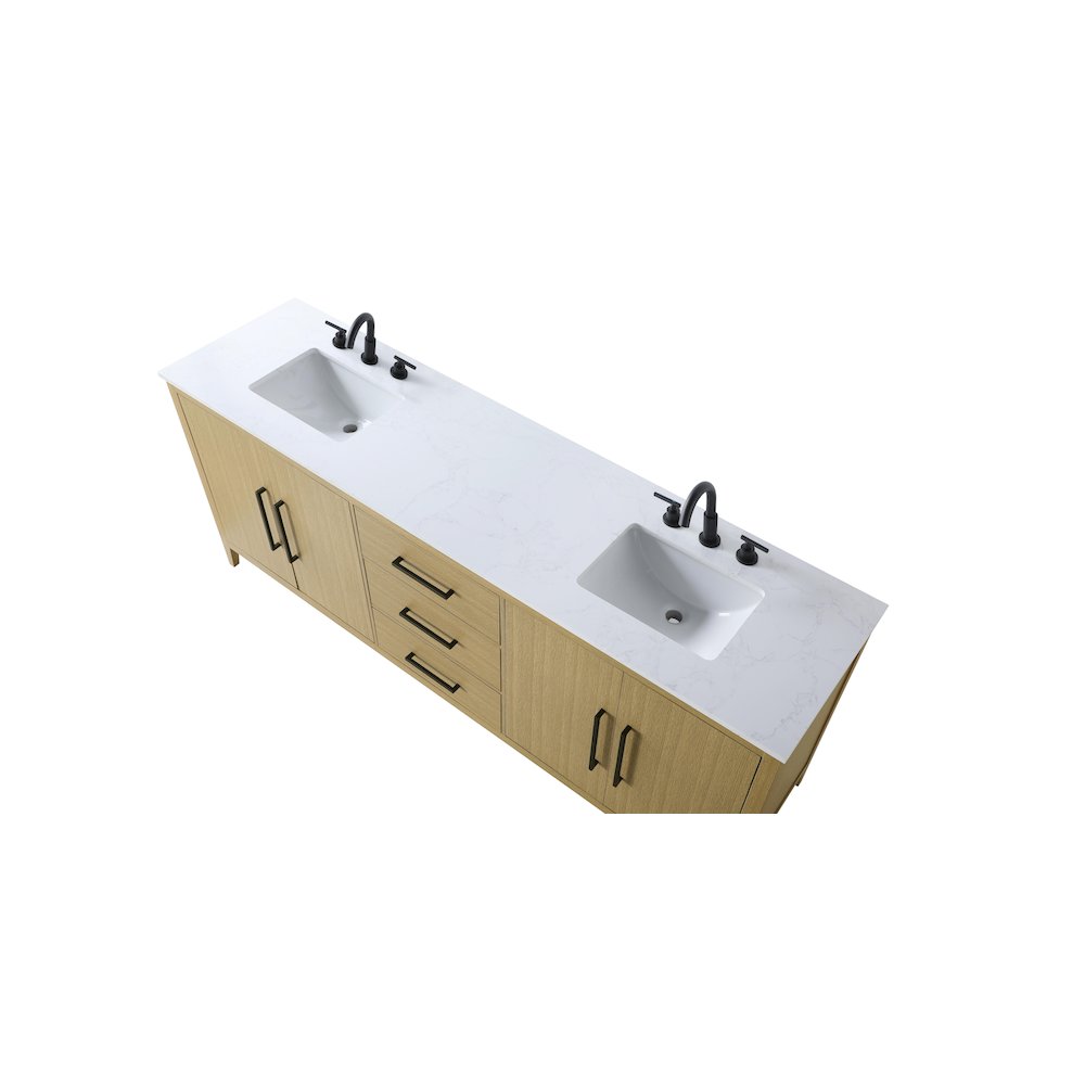 84 Inch Double Bathroom Vanity In Honey Brown. Picture 8