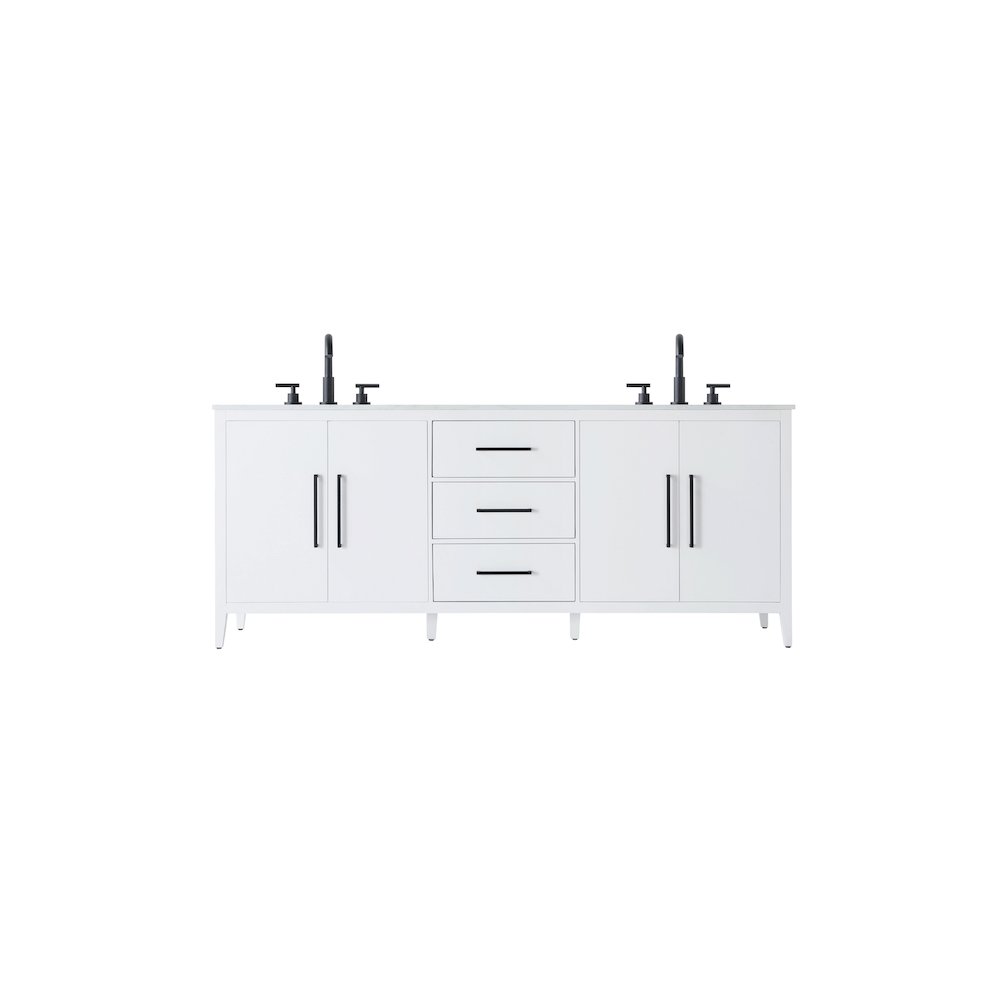 84 Inch Double Bathroom Vanity In White. Picture 1