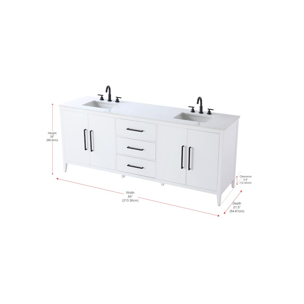 84 Inch Double Bathroom Vanity In White. Picture 13