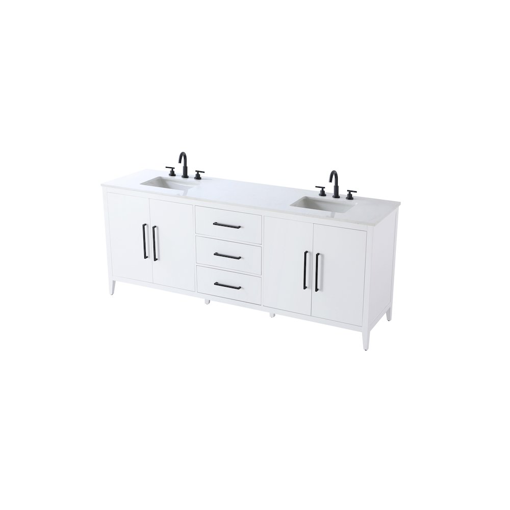 84 Inch Double Bathroom Vanity In White. Picture 6