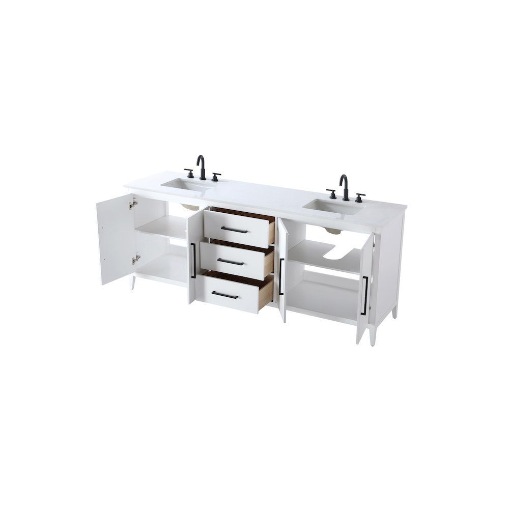 84 Inch Double Bathroom Vanity In White. Picture 7