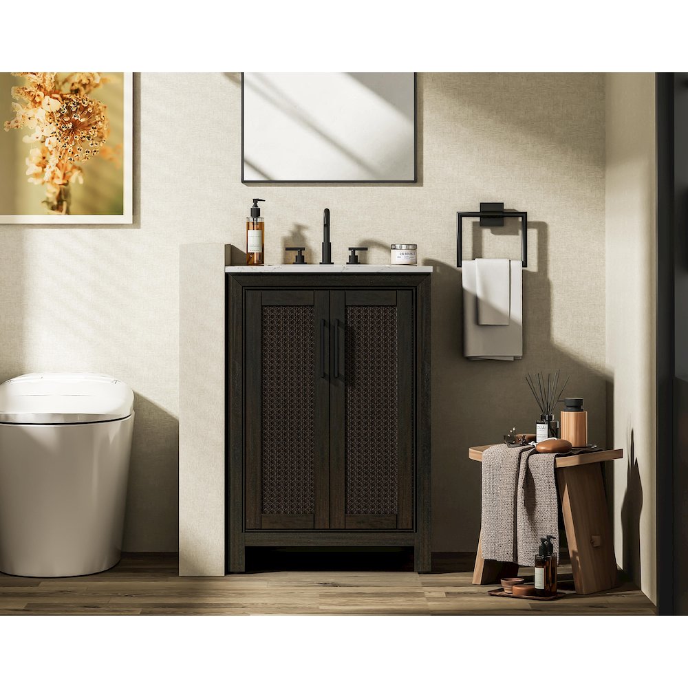24 Inch Single Bathroom Vanity In  Chocolate Oak. Picture 2