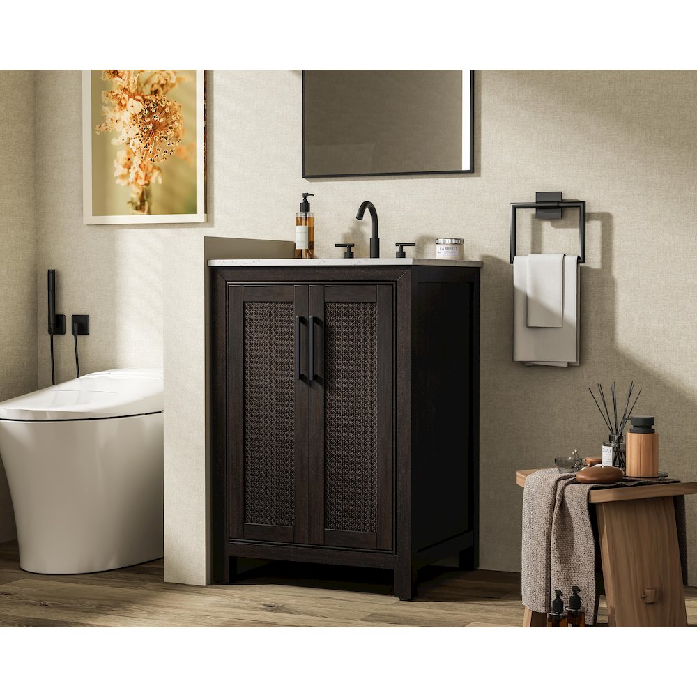 24 Inch Single Bathroom Vanity In  Chocolate Oak. Picture 3