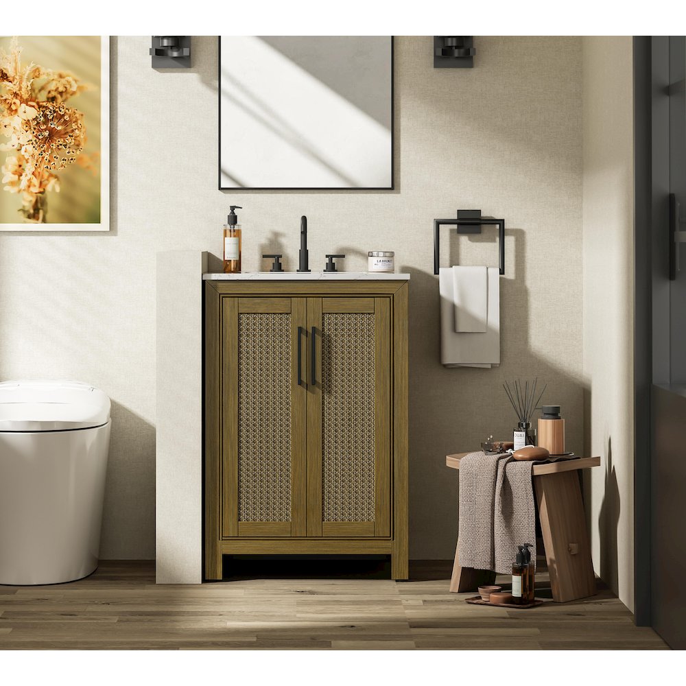 24 Inch Single Bathroom Vanity In Hazel Oak. Picture 2