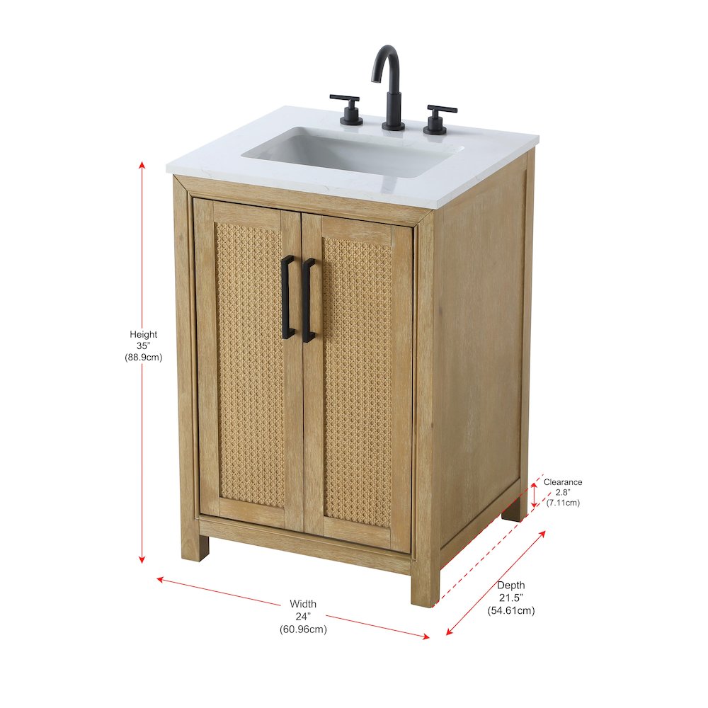 24 Inch Single Bathroom Vanity In Linen Oak. Picture 13