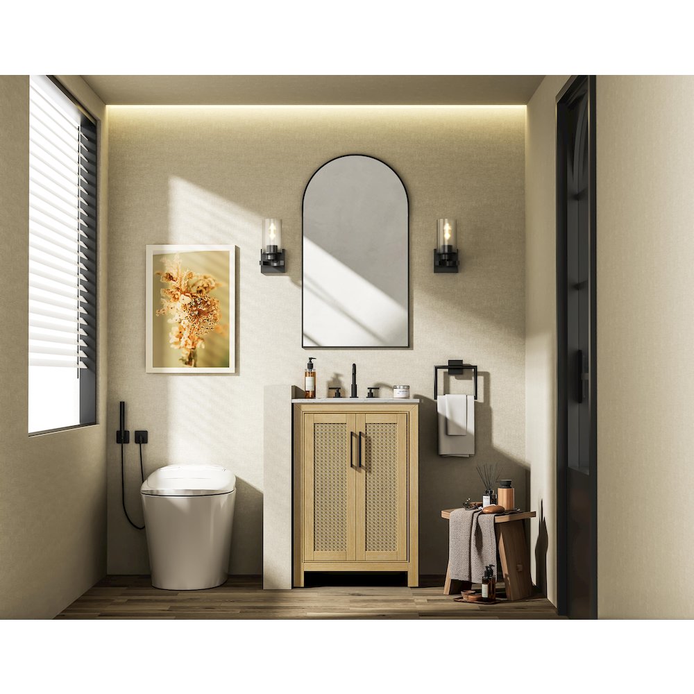 24 Inch Single Bathroom Vanity In Linen Oak. Picture 4