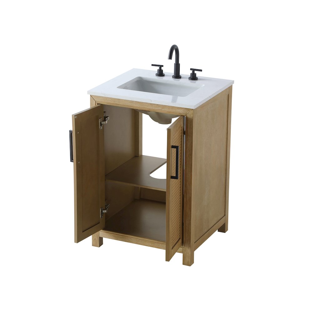 24 Inch Single Bathroom Vanity In Linen Oak. Picture 7