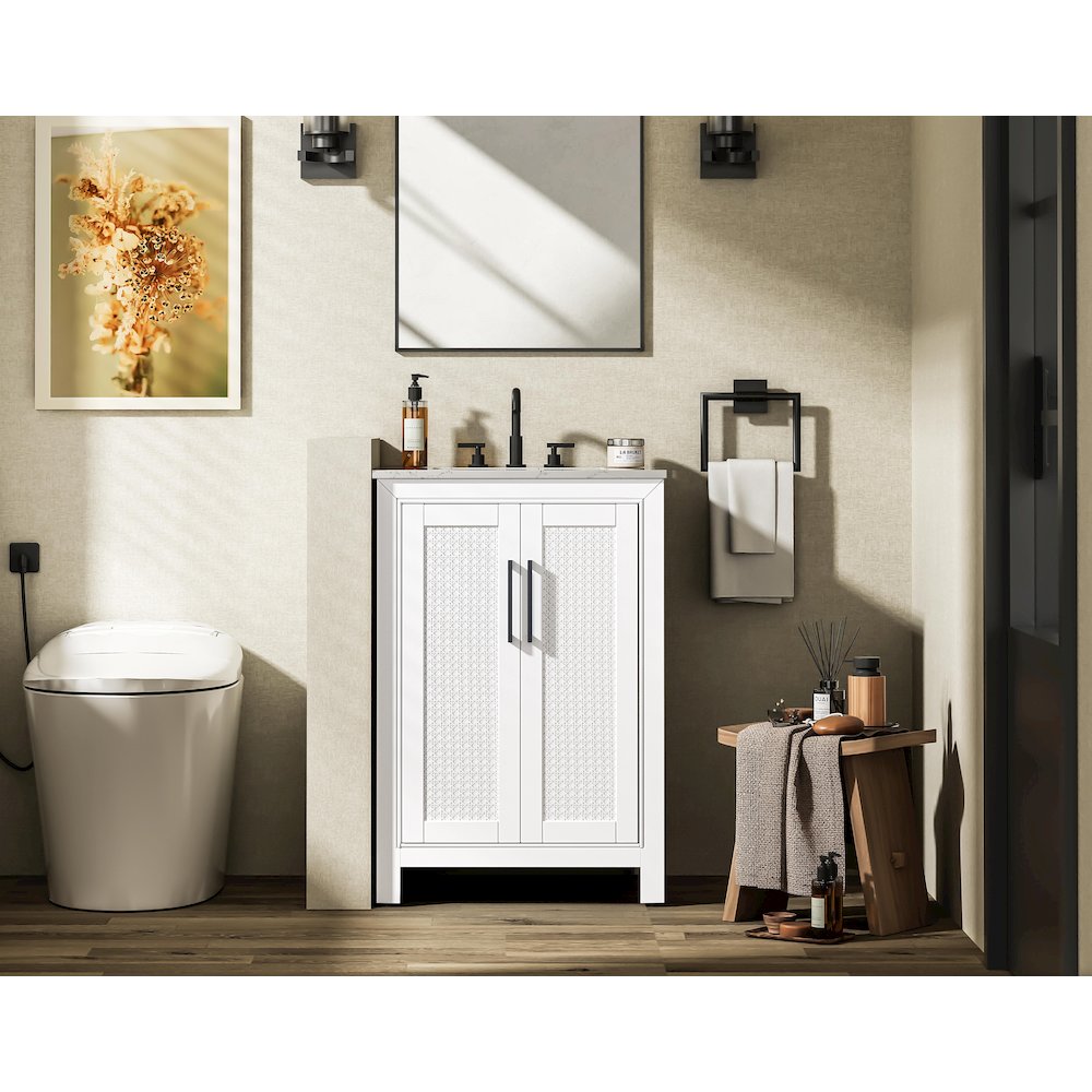 24 Inch Single Bathroom Vanity In White. Picture 2