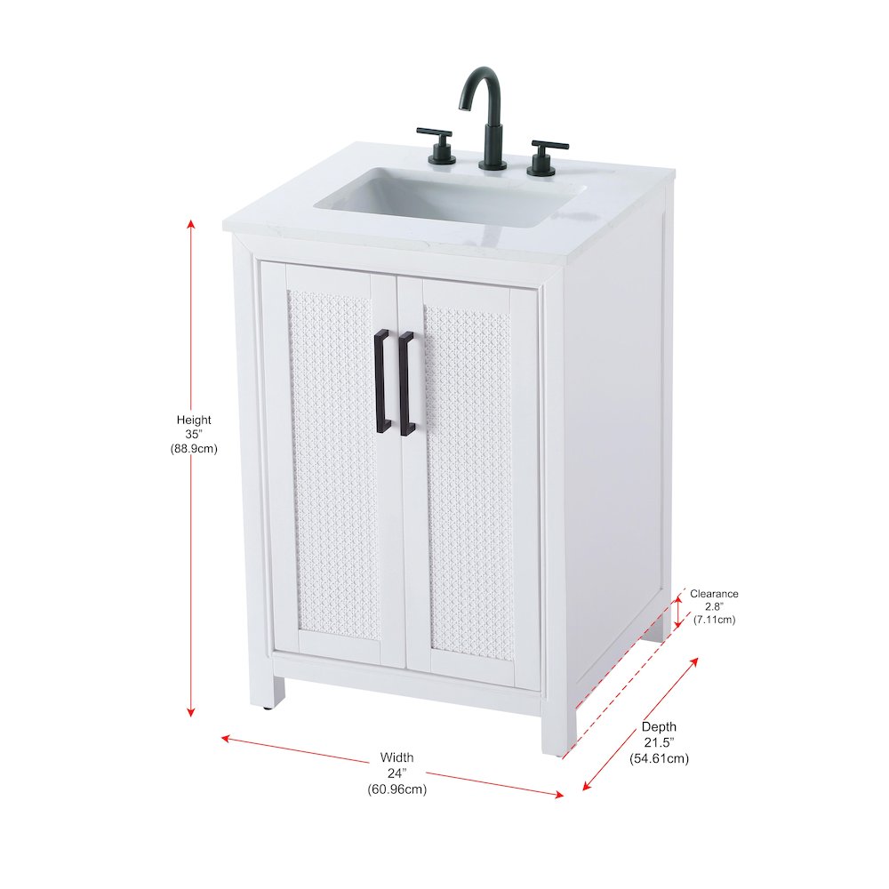 24 Inch Single Bathroom Vanity In White. Picture 13
