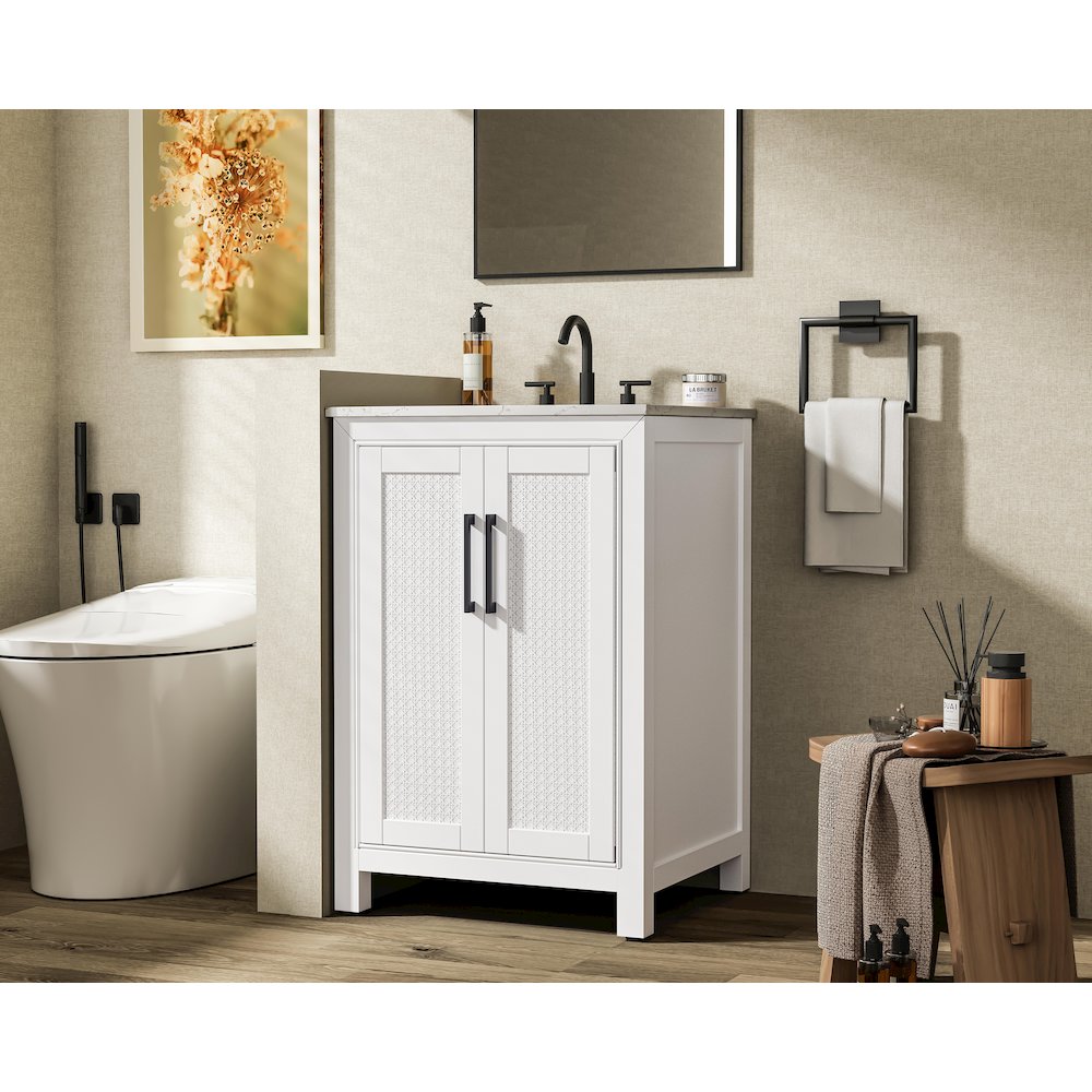 24 Inch Single Bathroom Vanity In White. Picture 3