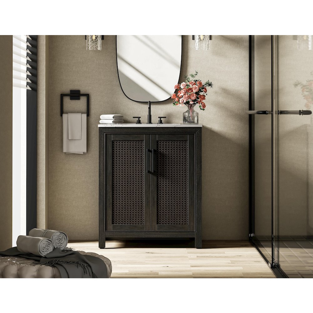 30 Inch Single Bathroom Vanity In  Chocolate Oak. Picture 2