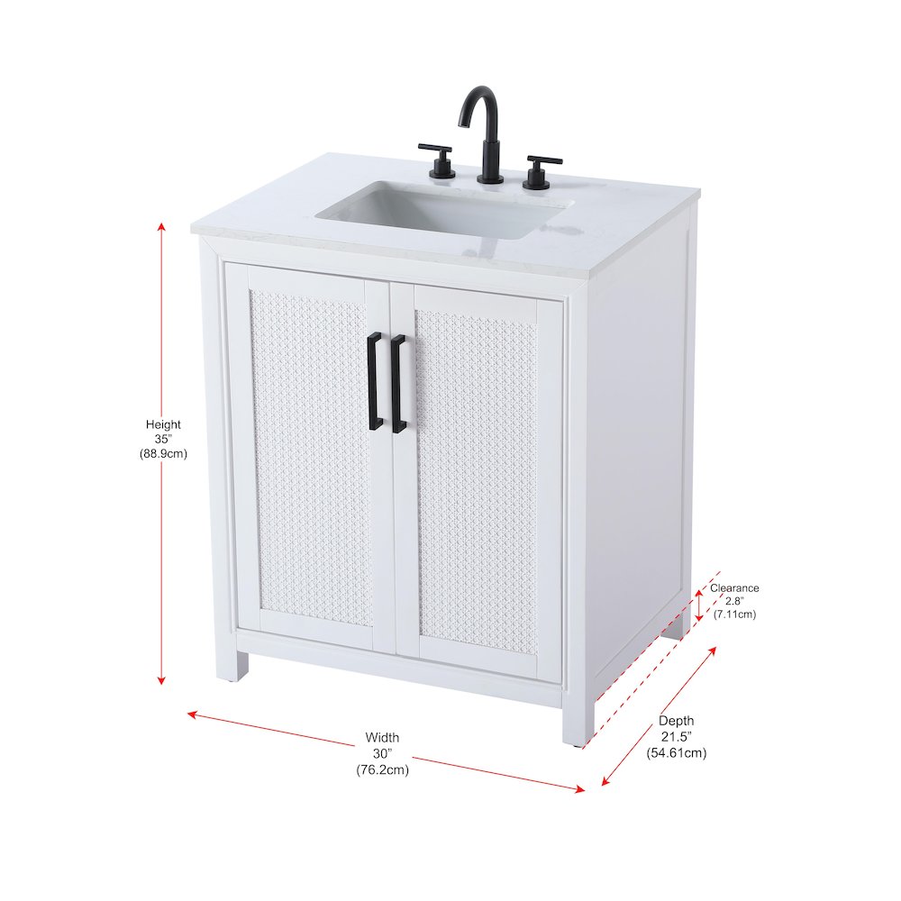 30 Inch Single Bathroom Vanity In White. Picture 13