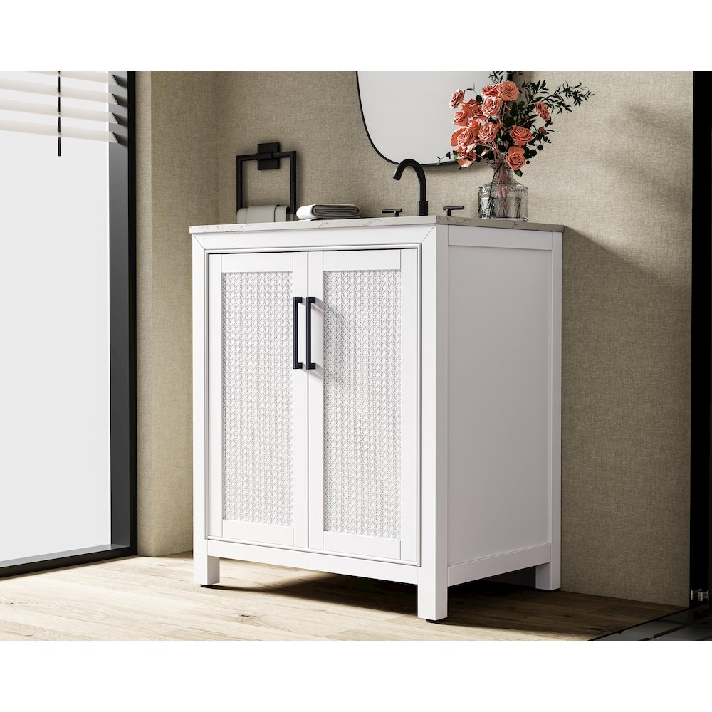 30 Inch Single Bathroom Vanity In White. Picture 3
