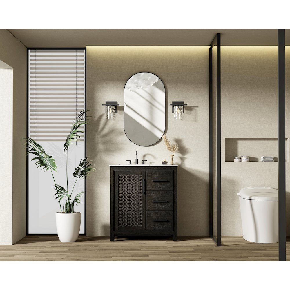 32 Inch Single Bathroom Vanity In  Chocolate Oak. Picture 4
