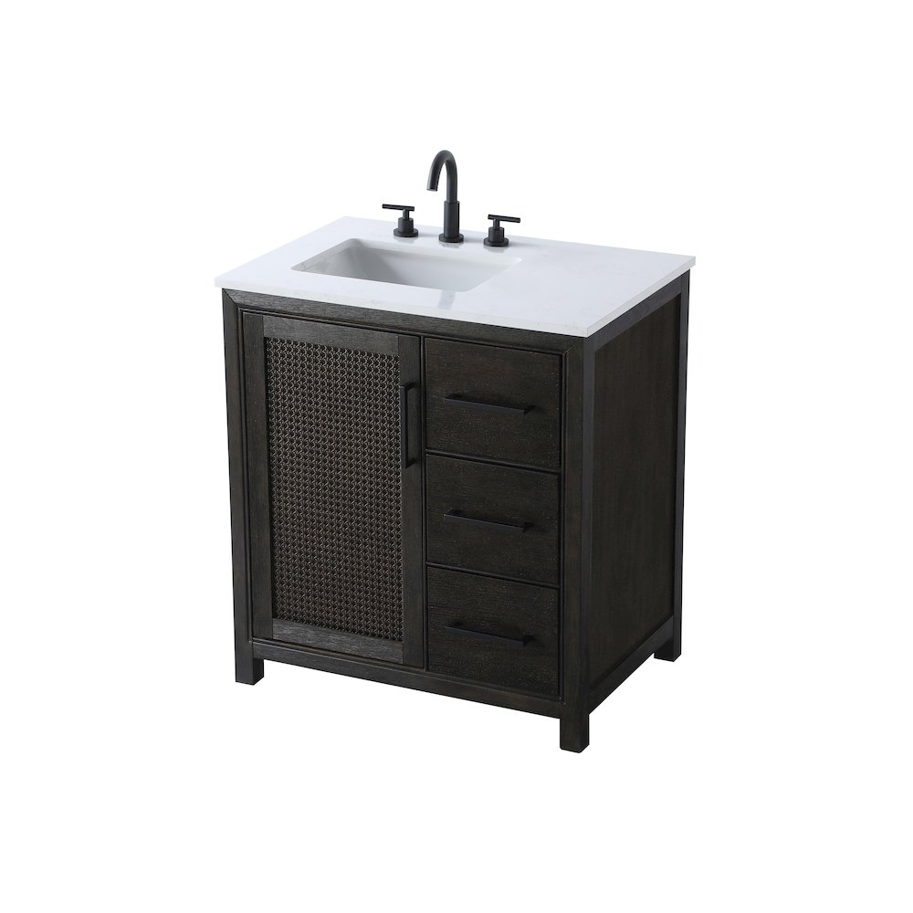 32 Inch Single Bathroom Vanity In  Chocolate Oak. Picture 6