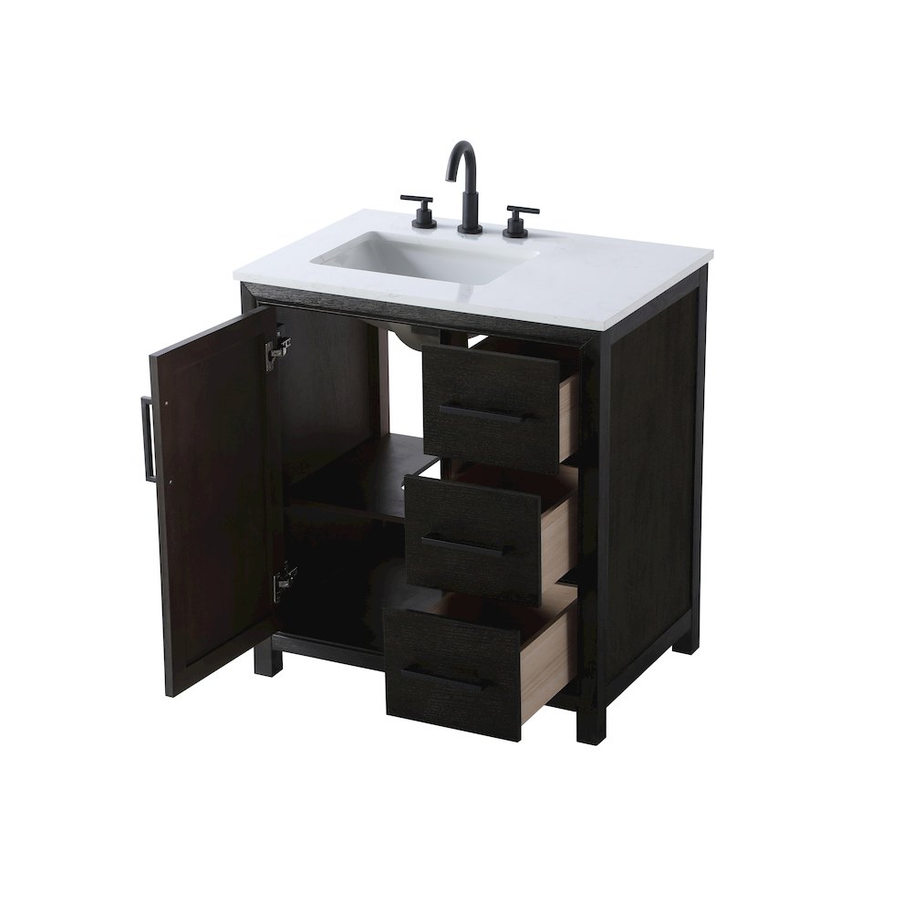 32 Inch Single Bathroom Vanity In  Chocolate Oak. Picture 7
