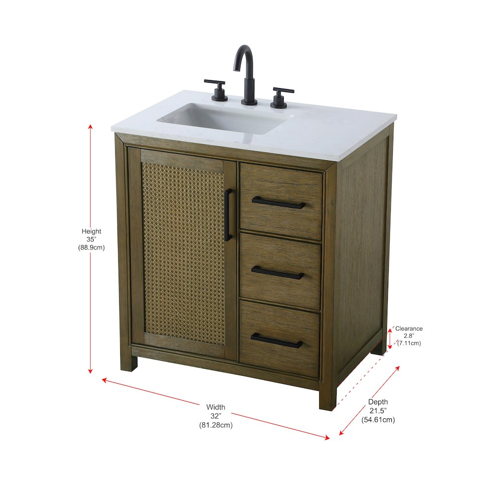 32 Inch Single Bathroom Vanity In Hazel Oak. Picture 13