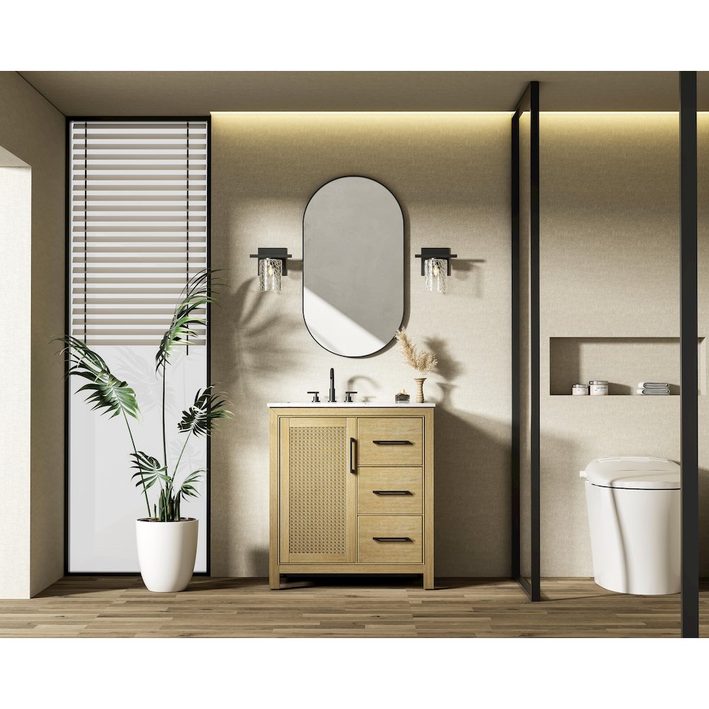 32 Inch Single Bathroom Vanity In Linen Oak. Picture 4