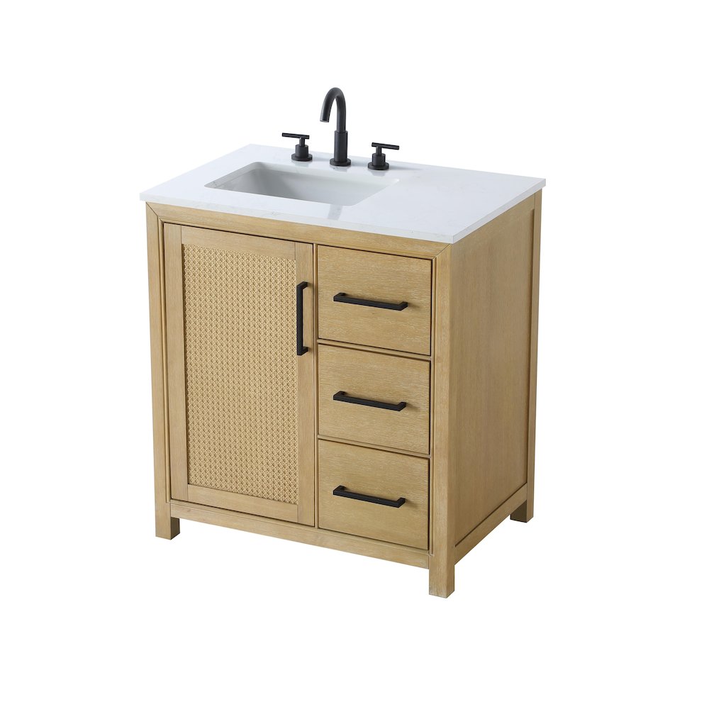 32 Inch Single Bathroom Vanity In Linen Oak. Picture 6