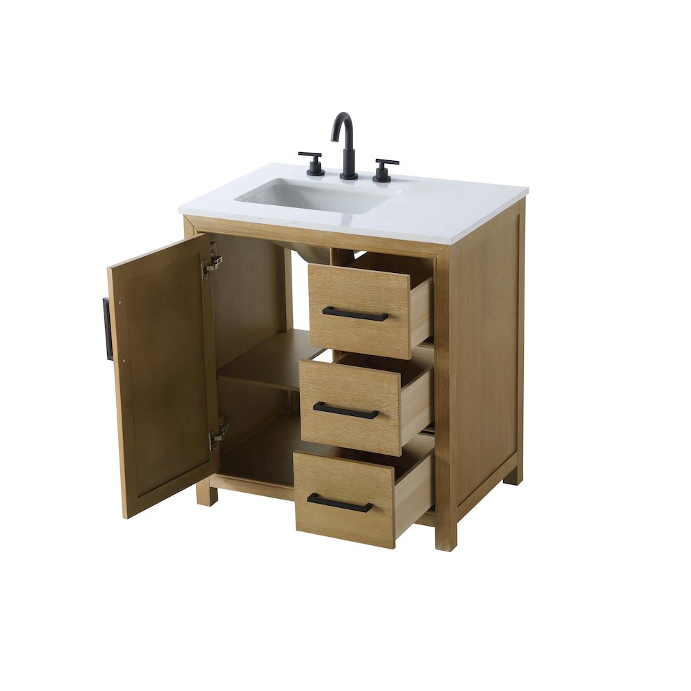 32 Inch Single Bathroom Vanity In Linen Oak. Picture 7